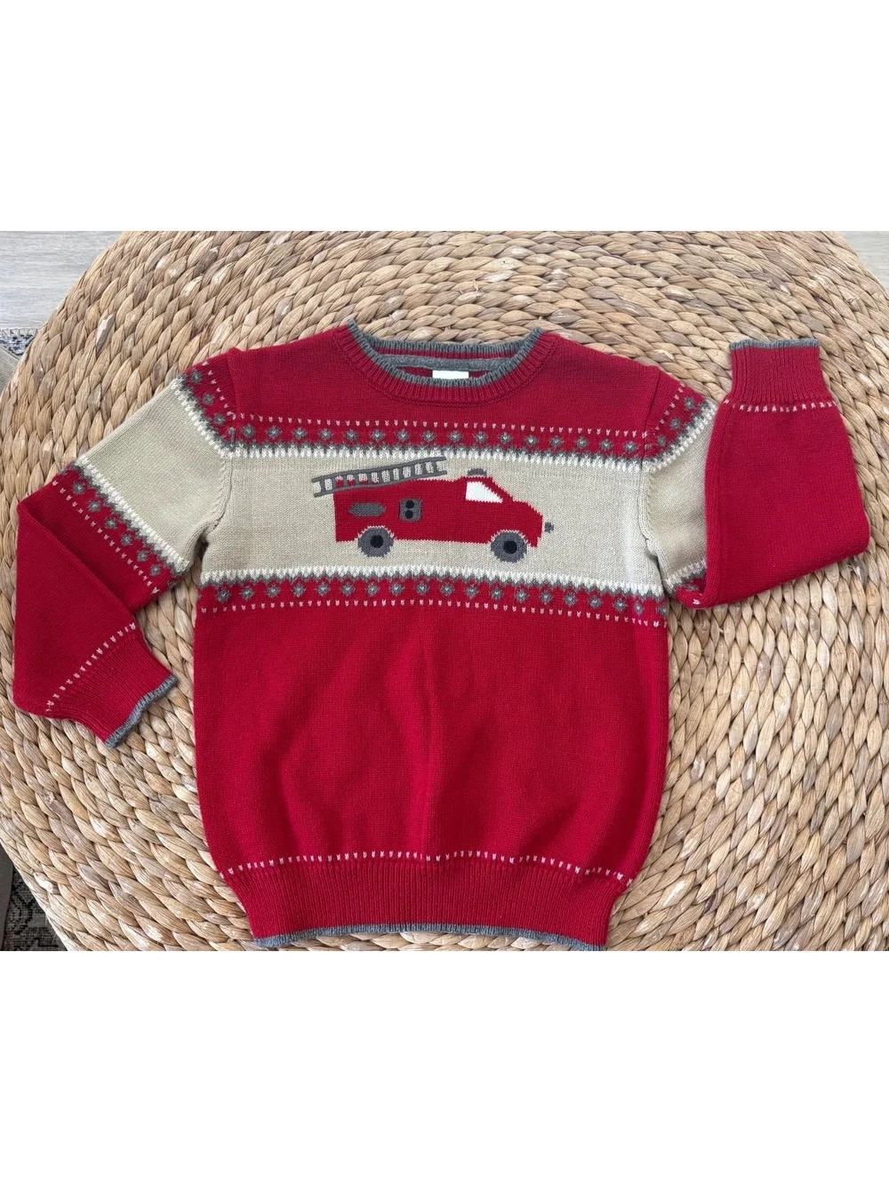 Gymboree Fire Truck Sweater Sz 3T EUC